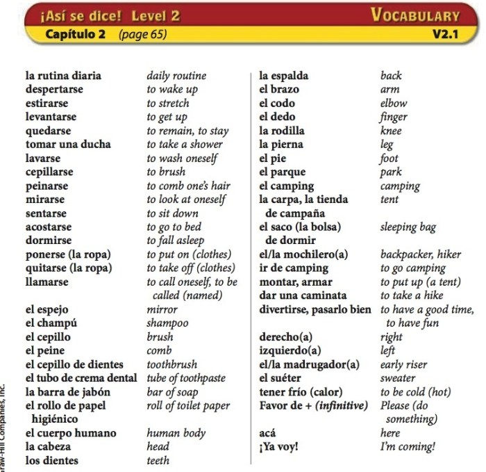 Vocabulary hanging