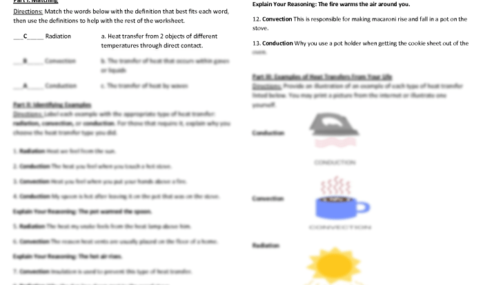 Thermal energy worksheet answer key