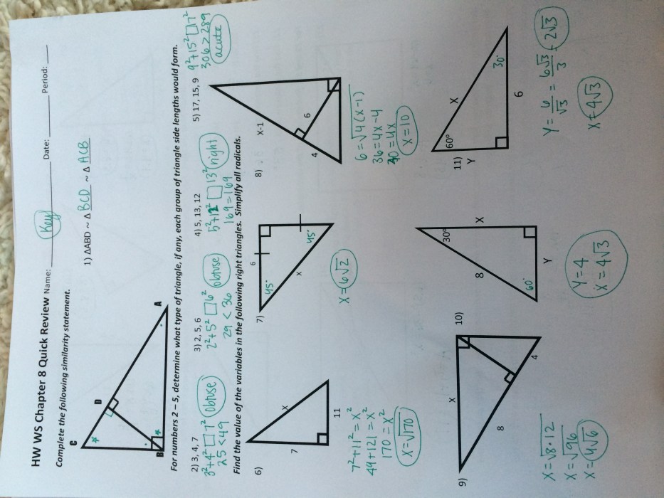 Ch 7 notes right triangles answer key