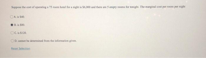 Suppose the cost of operating a 75 room hotel